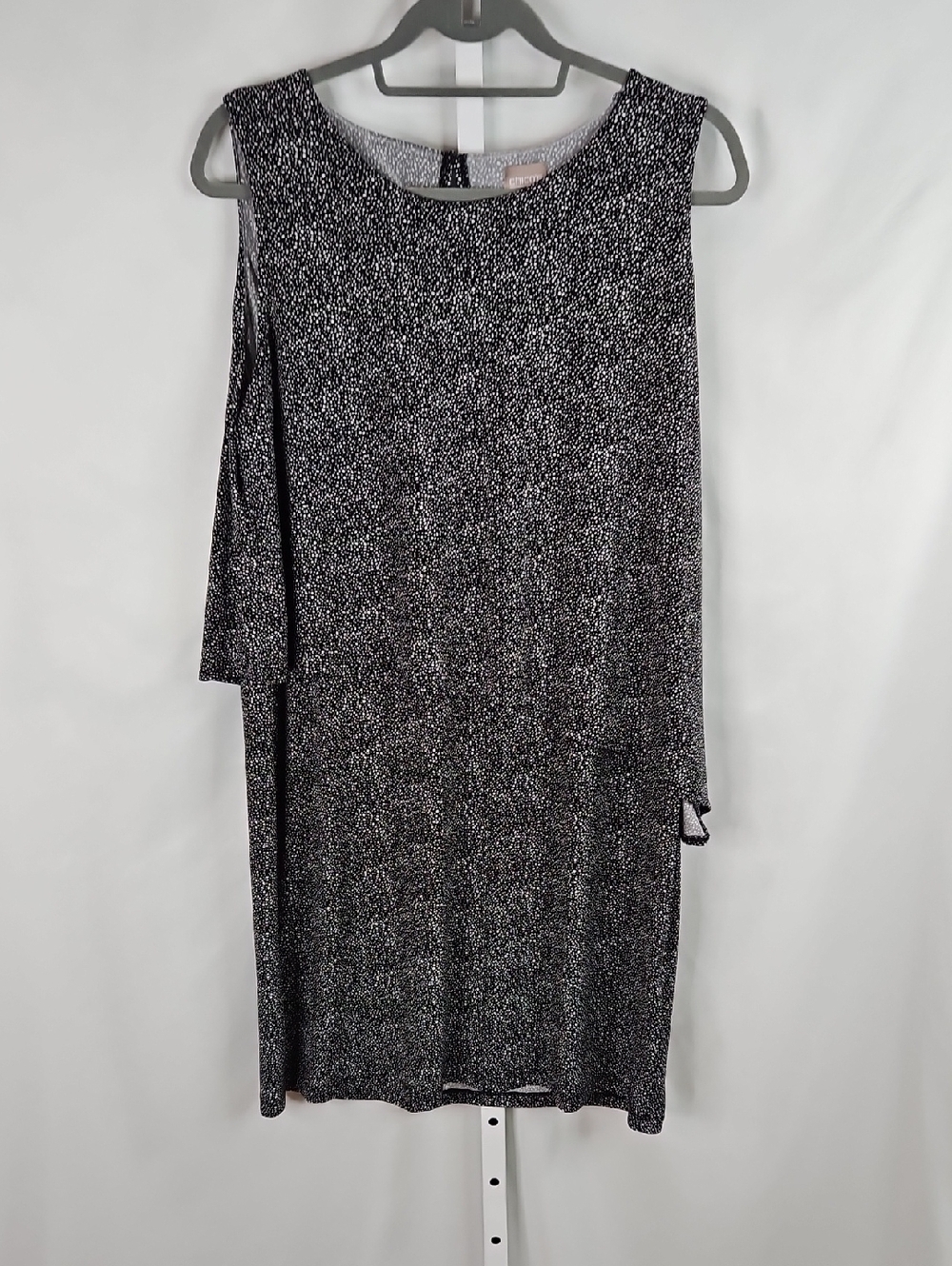 Chico's Sleeveless Black & White Dotted Asymmetrical Stretch Dress Size 2